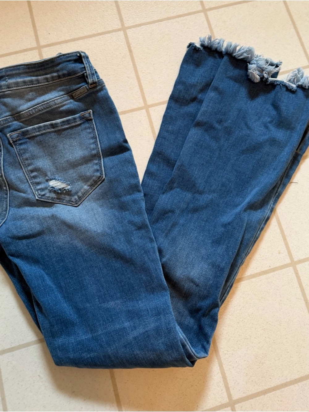 KanCan Blue Frayed Hem Flare Jeans